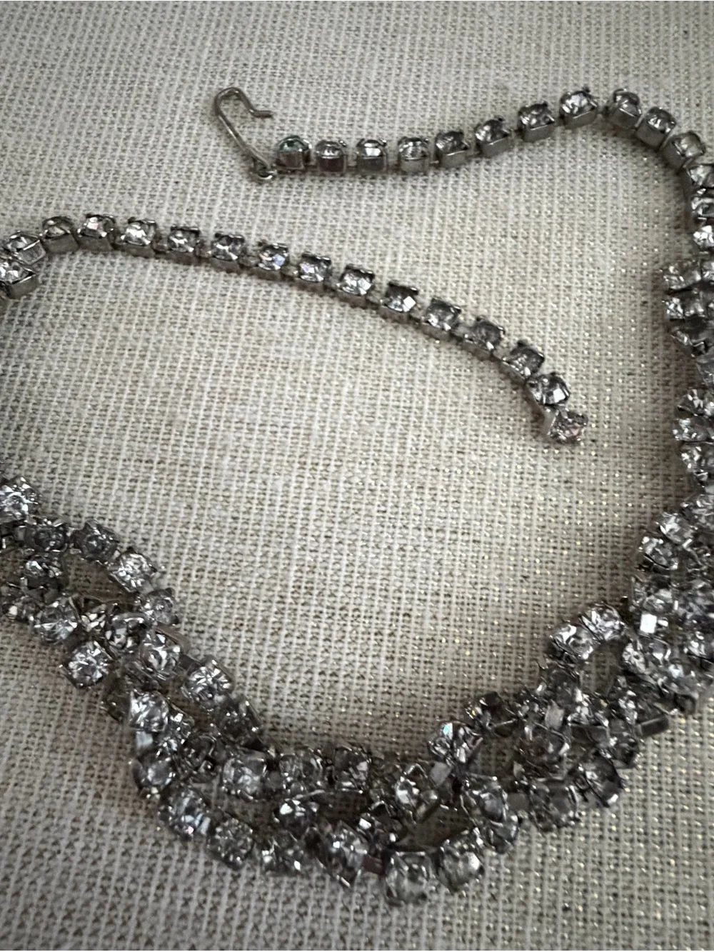 Vintage Rhinestone Statement Necklace - Elegant Multi-Row Women’s Jewelry